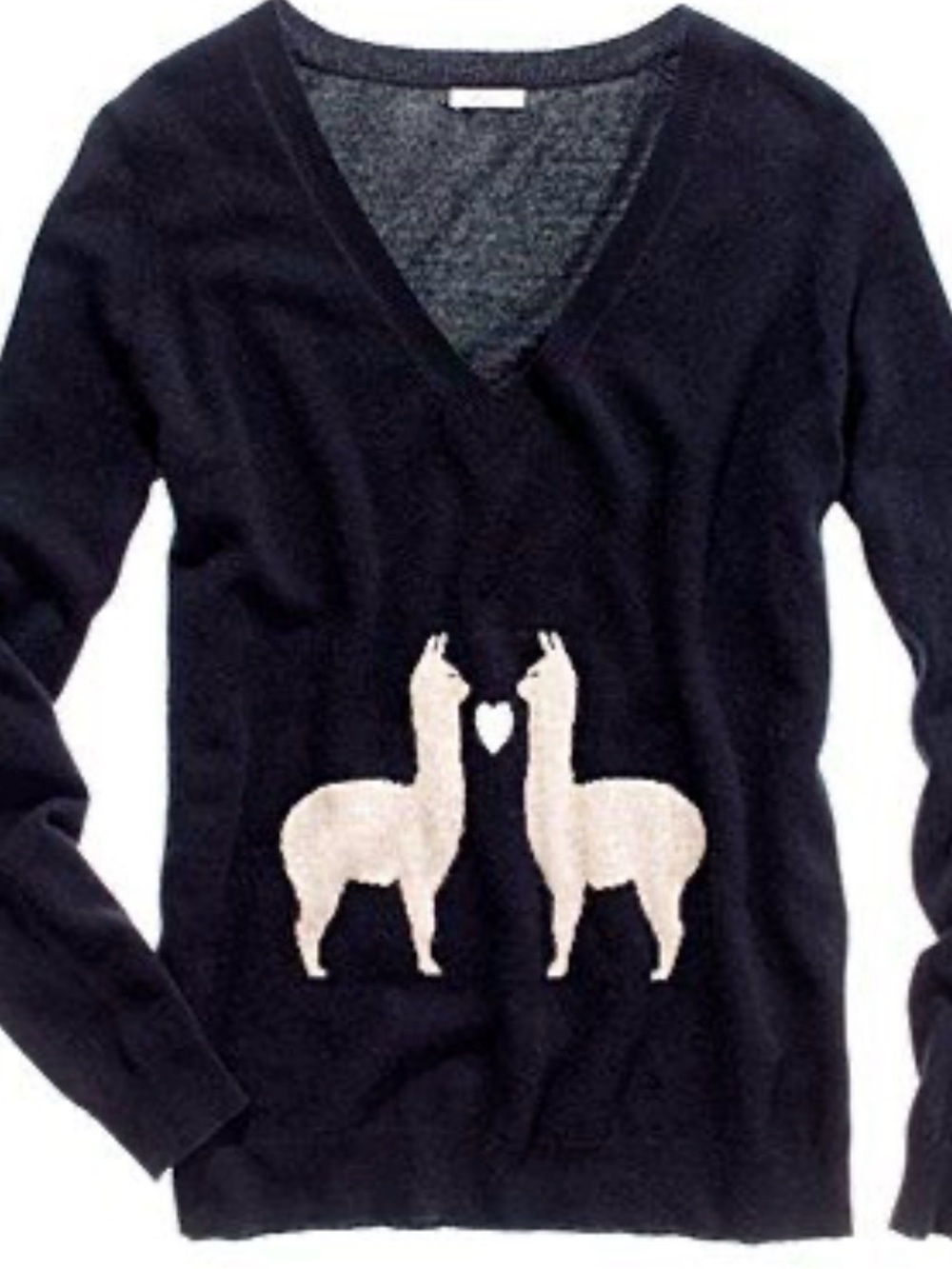 Vintage Wallace Black V-Neck Sweater Kissing Llamas